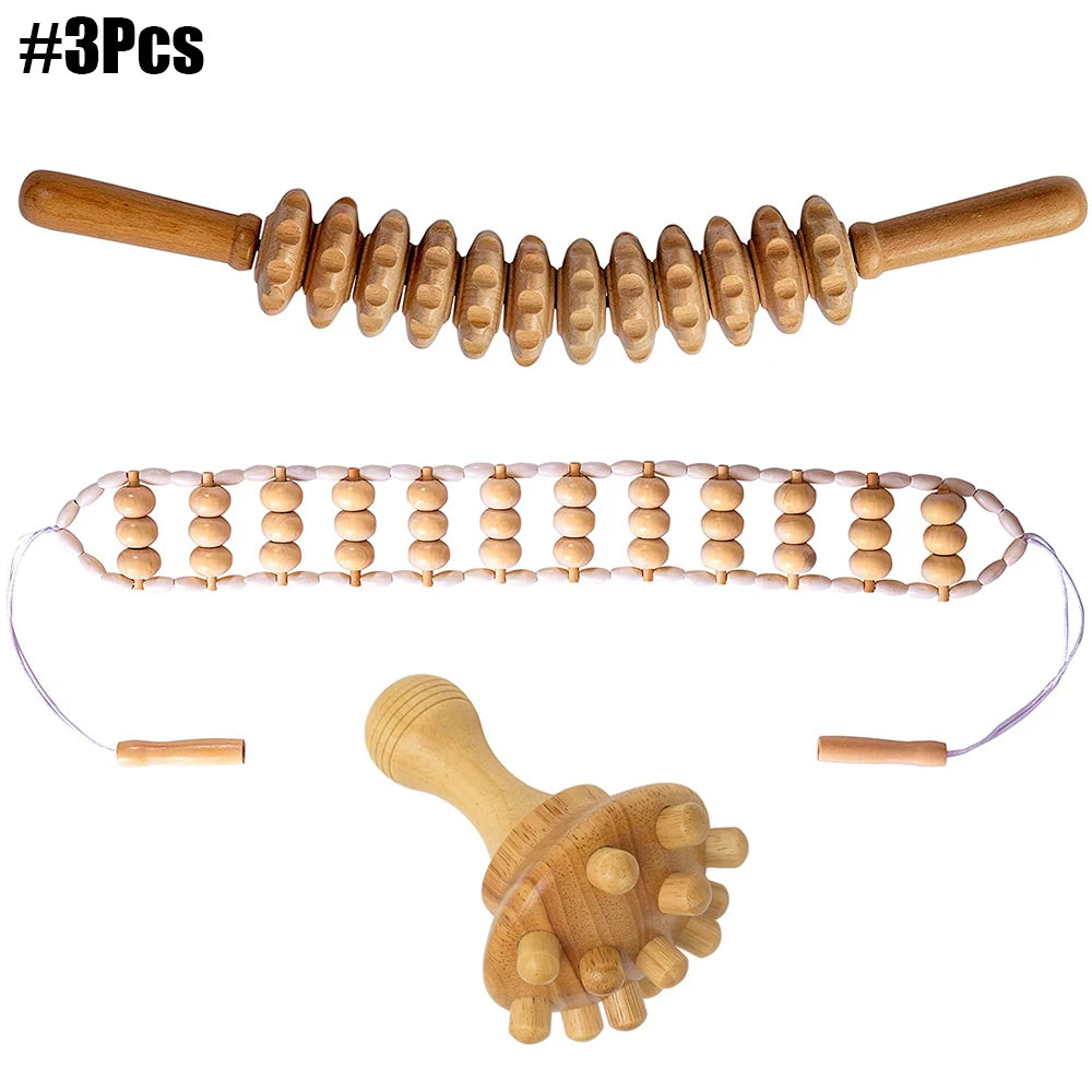 Kit complet de massothérapie corporelle en bois : outils de massothérapie en bois colombien pour massage réducteur et remodelage corporel.