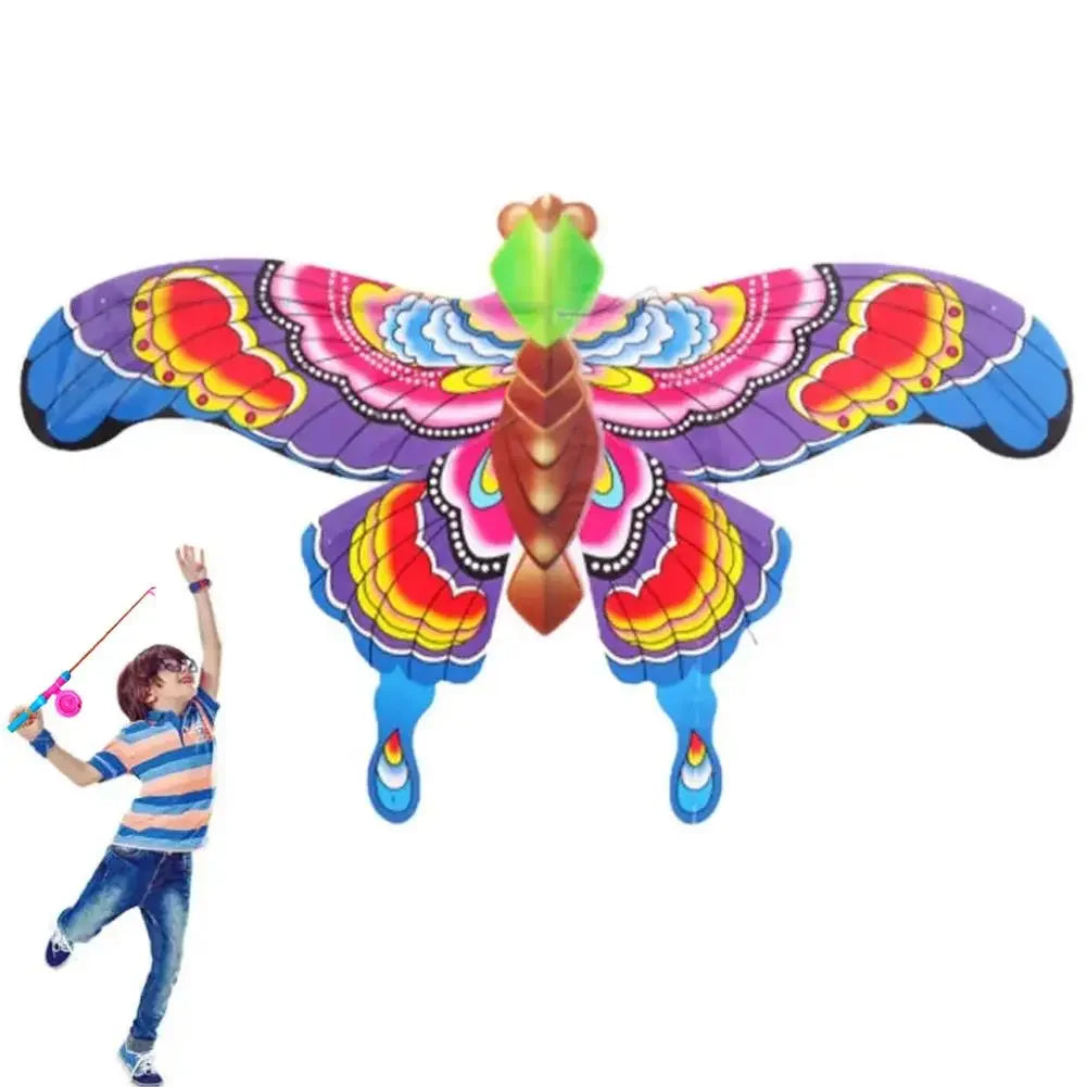 Cerf-volant pour enfants, jouet aigle de dessin animé, mini cerf-volant pliable en plastique, frein à main, canne à pêche, papillons, jouet d'extérieur pour enfants.
