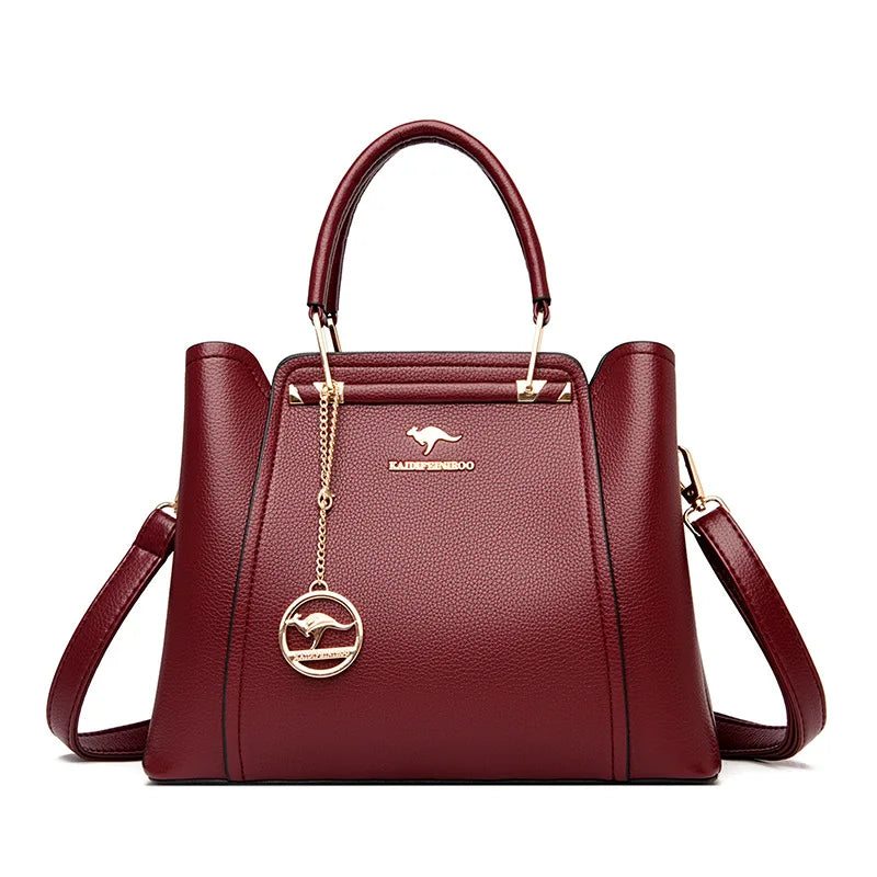 Sac bandoulière de luxe pour femme, 3 compartiments, grande capacité, en cuir, style cabas/sac messager.