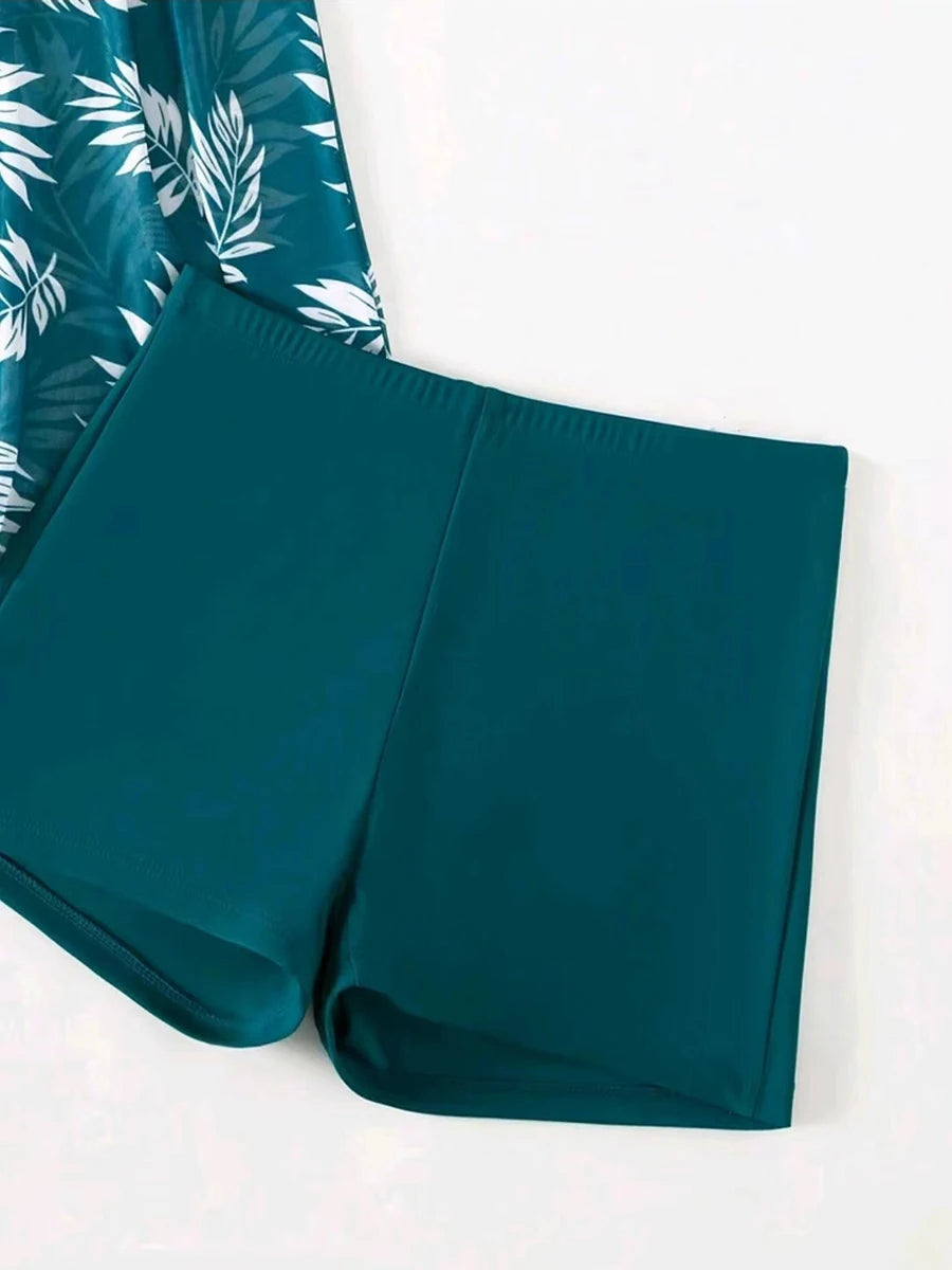 Robe courte avec short intégré, maillot de bain femme, rembourré, imprimé, tenue de plage été