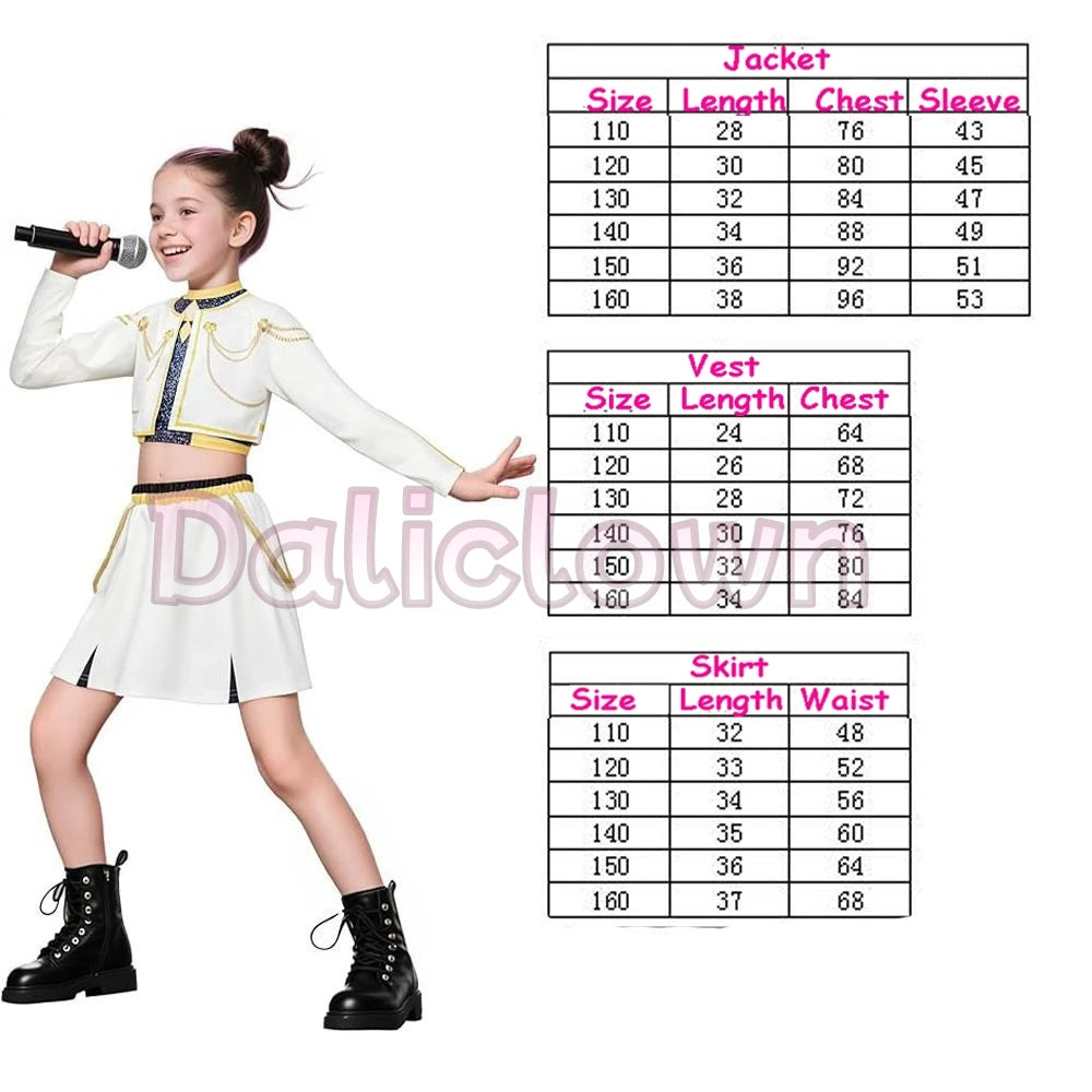 Costume de cosplay KDPop pour enfant (Rumi, Zoey, Mira) - Déguisement de Golden Huntrix pour spectacle ou fête d'Halloween