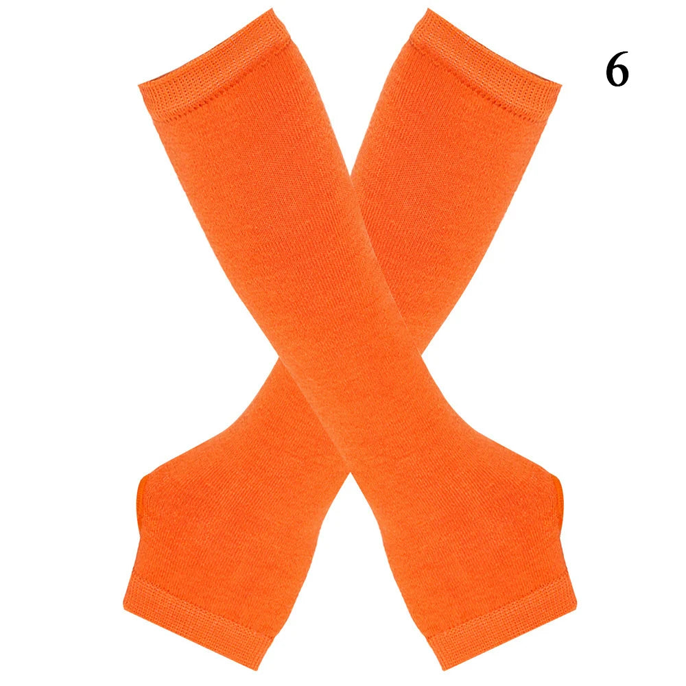 Gants chauds rayés en maille pour femmes et filles, mitaines sans doigts couvrant les coudes, couvrant les bras et les coudes.