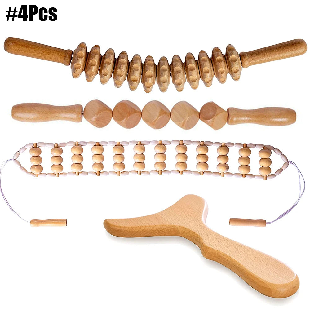 Kit complet de massothérapie corporelle en bois : outils de massothérapie en bois colombien pour massage réducteur et remodelage corporel.