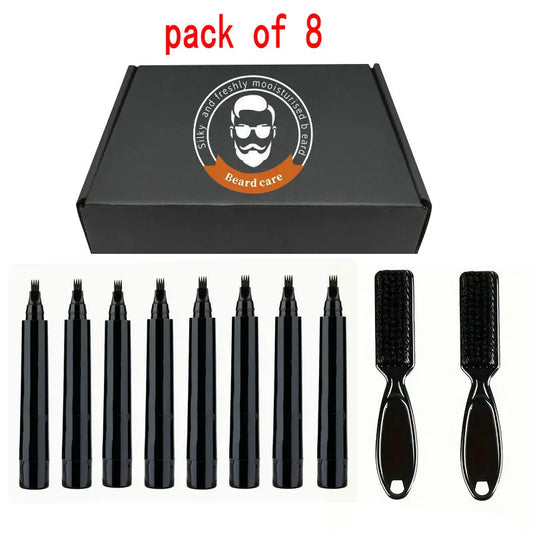 Kit de mise en forme de barbe: stylo à barbe, pinceau rehausseur, outils de coloration et de modelage, crayon à barbe imperméable pour cheveux noirs et bruns, cosmétique pour homme