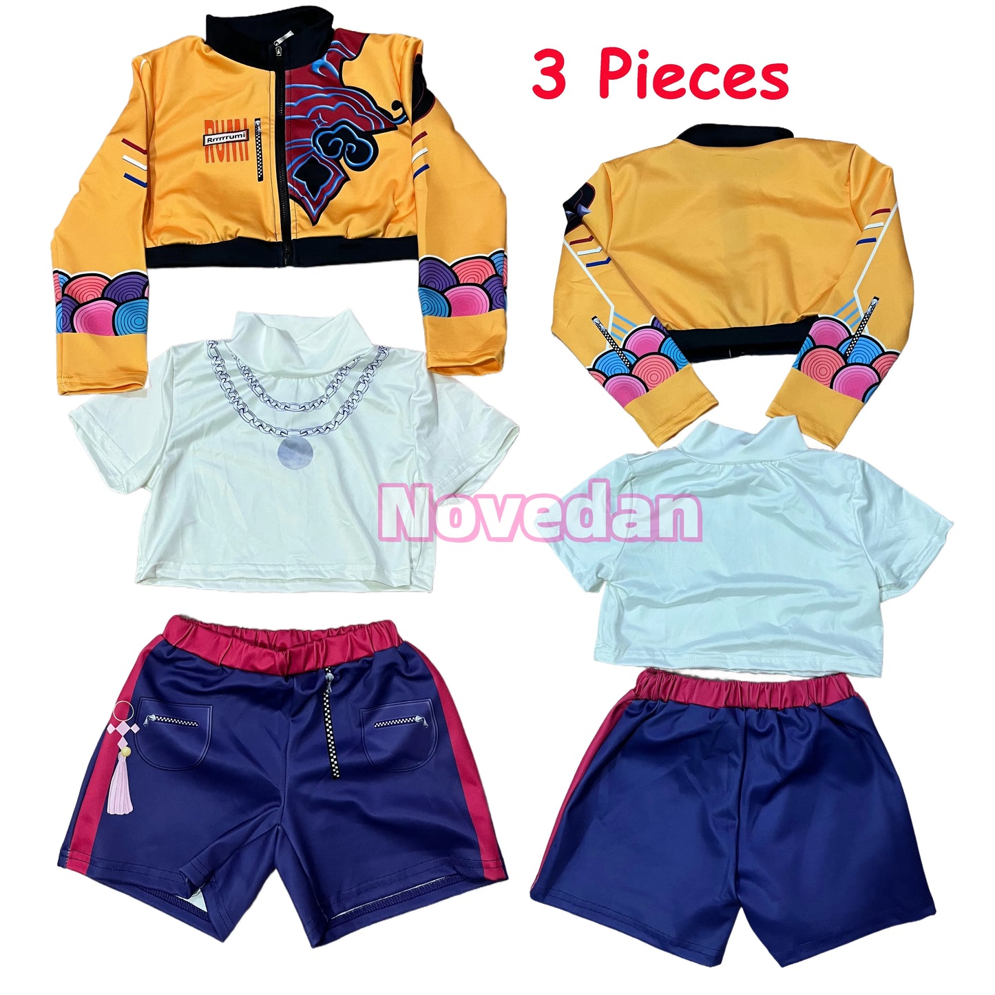 Costume de cosplay KDPop pour enfant (Rumi, Zoey, Mira) - Déguisement de Golden Huntrix pour spectacle ou fête d'Halloween