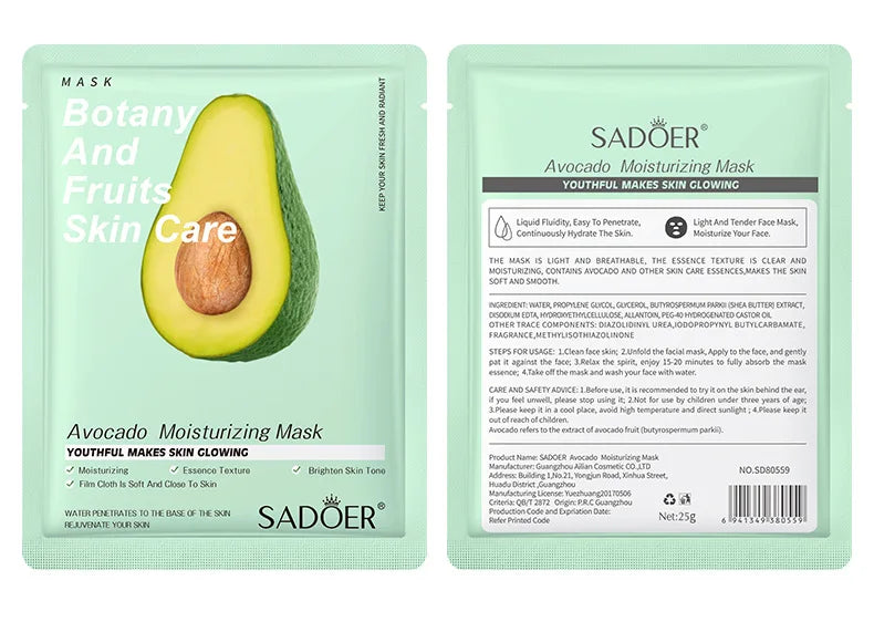 Lot de 8 masques faciaux naturels aux plantes, pour le soin du visage : hydratants, raffermissants et nourrissants.