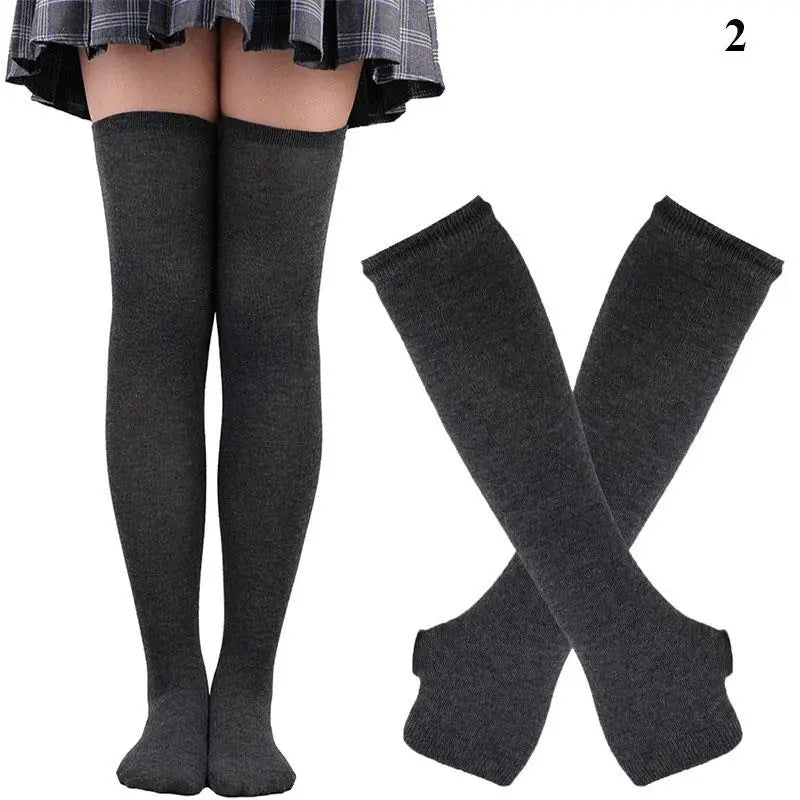 Chaussettes hautes rayées noires et blanches, chaussettes montantes sexy et fines en coton, chaussettes de cosplay