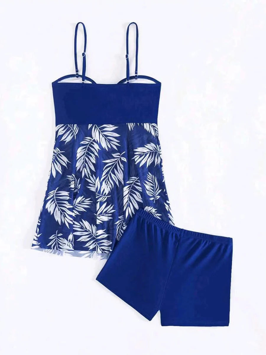 Robe courte avec short intégré, maillot de bain femme, rembourré, imprimé, tenue de plage été