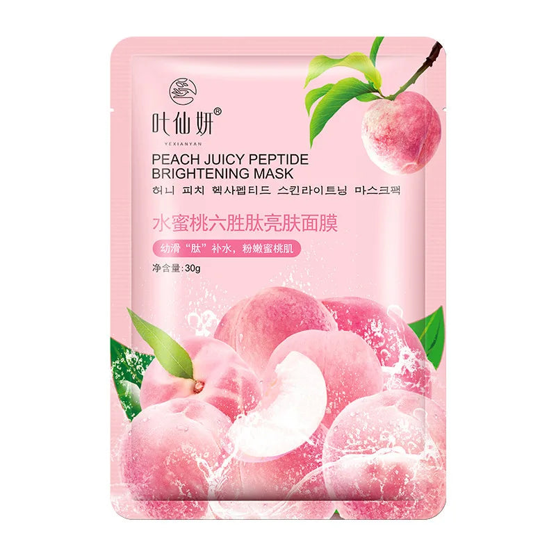 12 masques faciaux hydratants aux myrtilles, à l'aloe vera, au concombre et à la pêche, pour un soin du visage beauté.
