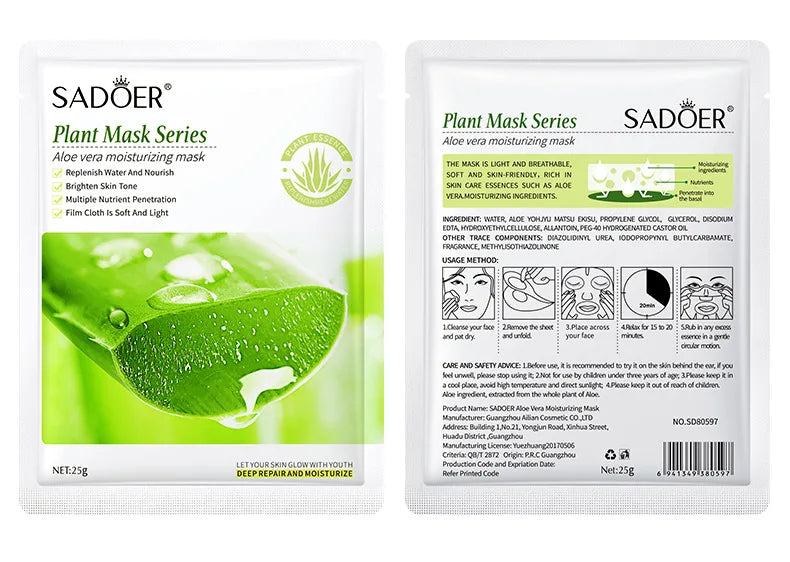 Lot de 8 masques faciaux naturels aux plantes, pour le soin du visage : hydratants, raffermissants et nourrissants.