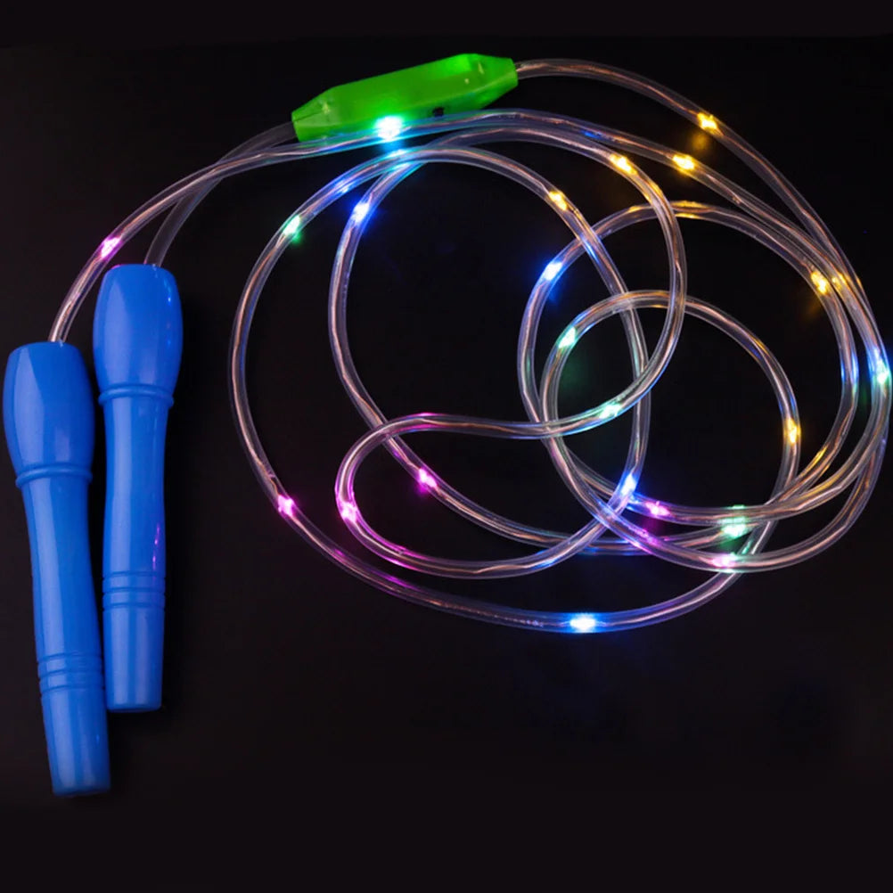 Lot de 2 cordes à sauter lumineuses LED phosphorescentes pour enfants, jeu rapide et fluide, couleur aléatoire