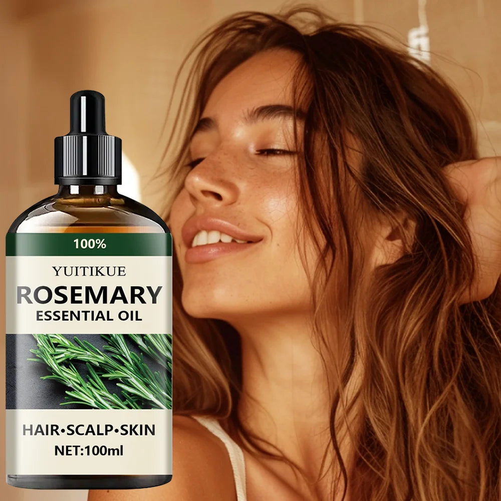 Huile essentielle de romarin 100% pure, adaptée aux cheveux, au cuir chevelu et à la peau, huile d'aromathérapie naturelle, nourrissante et revitalisante.