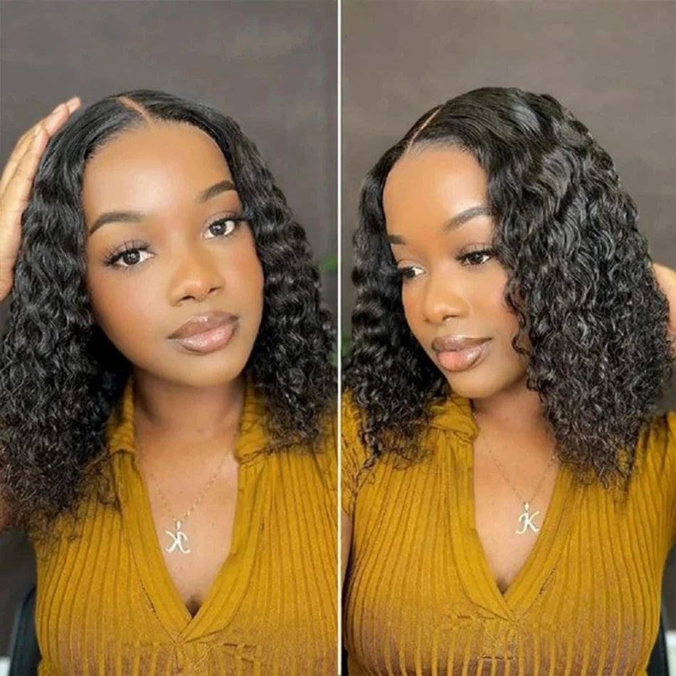 Perruque 100% cheveux humains bouclés sans colle, perruque frontale en dentelle HD 13x6, style Jerry Burmese, coupe courte au carré, prête à porter.