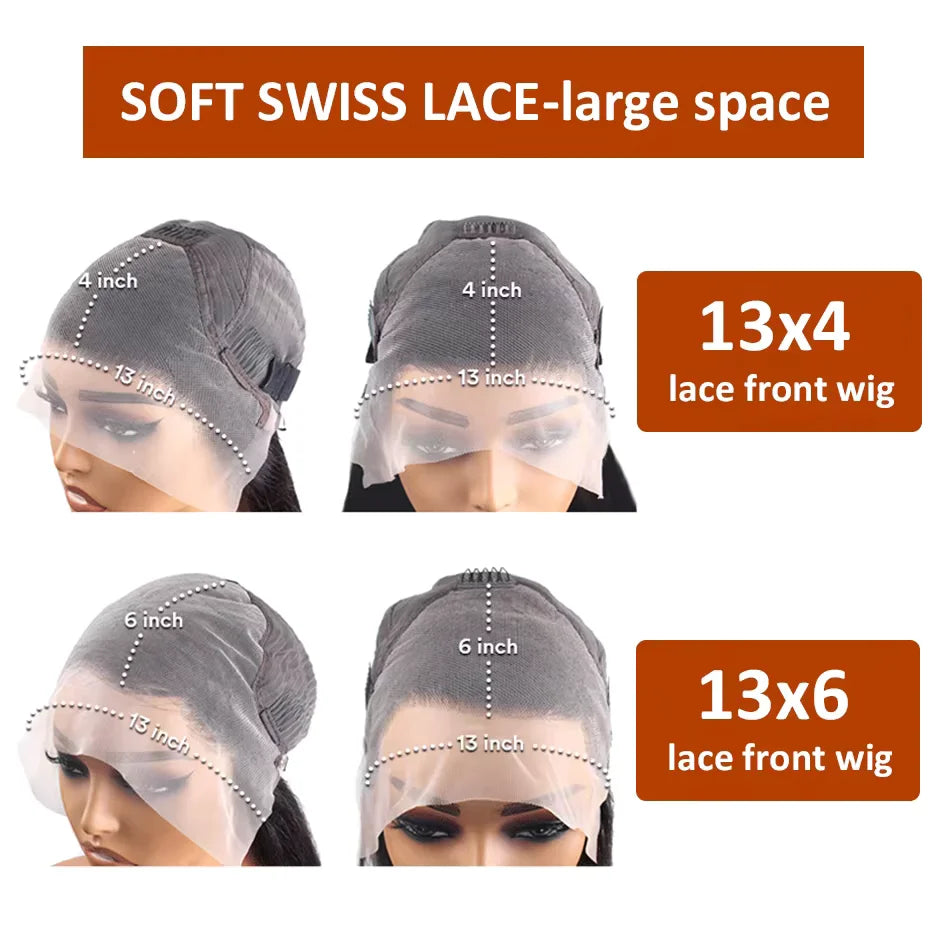 Perruques en cheveux humains lisses brun chocolat pour femmes, perruque frontale en dentelle HD 13x6, perruque frontale en dentelle 13x4 pré-épilée et colorée, 30 à 36 pouces.
