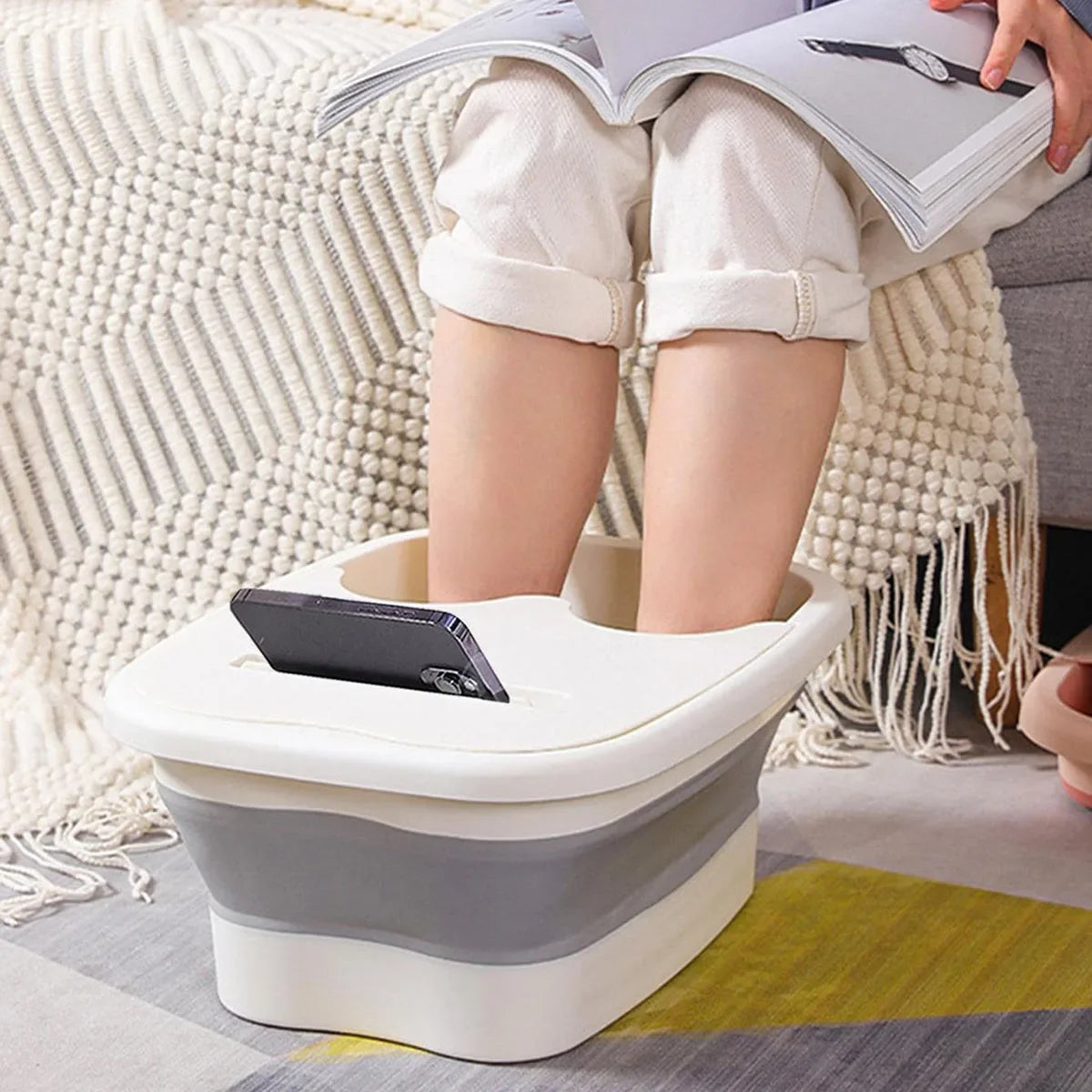 Bassin de bain de pieds portable et pliable (1 pièce) - Spa relaxant pour les pieds avec masseur intégré - Bain profond pour un confort optimal