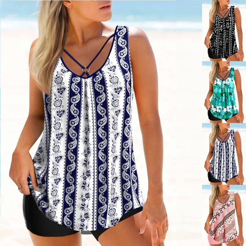 Maillot de bain d'été pour femme de haute qualité, imprimé motif porcelaine bleu et blanc, style gilet de plage, tailles S à 6XL.
