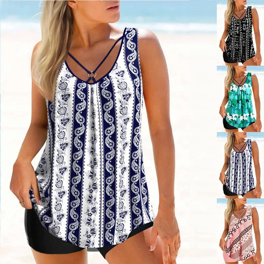 Maillot de bain d'été pour femme de haute qualité, imprimé motif porcelaine bleu et blanc, style gilet de plage, tailles S à 6XL.