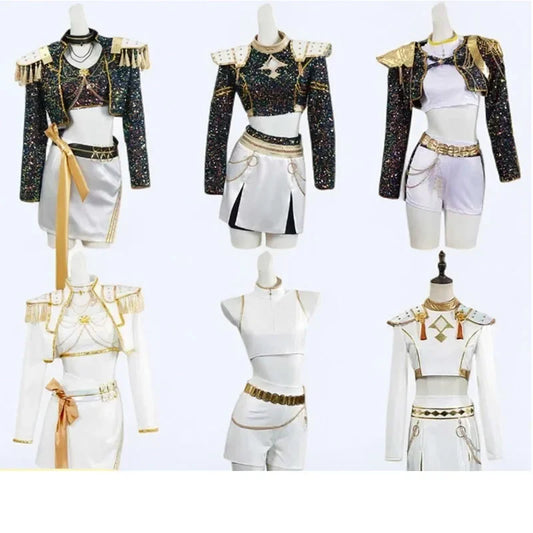 Costume de cosplay pailleté pour enfants K-Pop Demon Hunters Rumi Zoey Mira, uniforme blanc, tenue Huntrix pour filles,