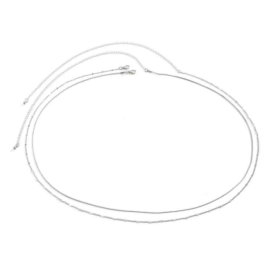 Esemble 2 pièces: ceinture de taille style bohème simple, chaîne serpent lisse, lingerie sexy pour femme, bijoux de nombril et de corps en strass, accessoires de bikini d'été