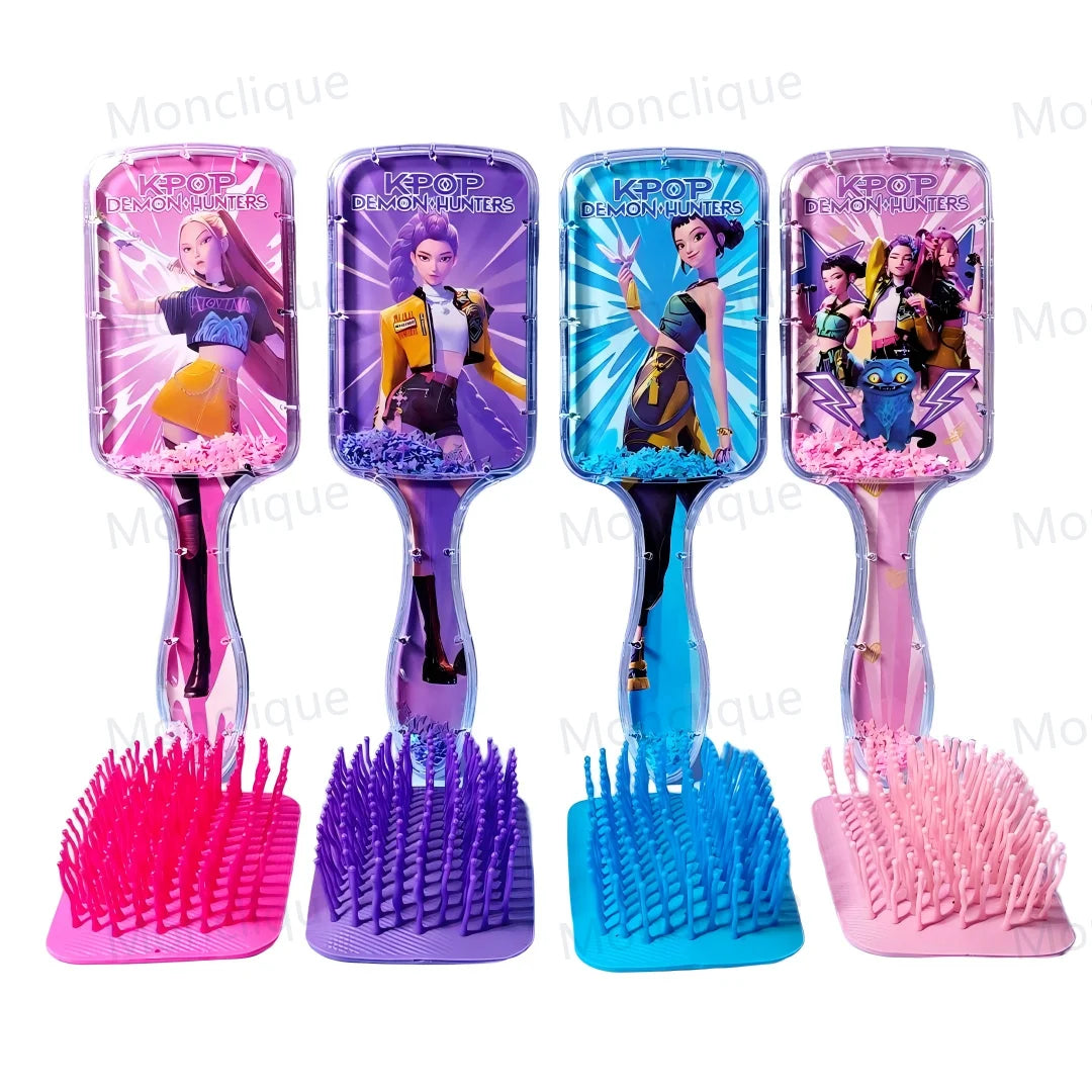 1/4 peignes K-Pop Demon Hunters, série anime, peigne de massage à coussin d'air périphérique, cadeau pour enfants, filles et étudiantes, idéal pour les fans.