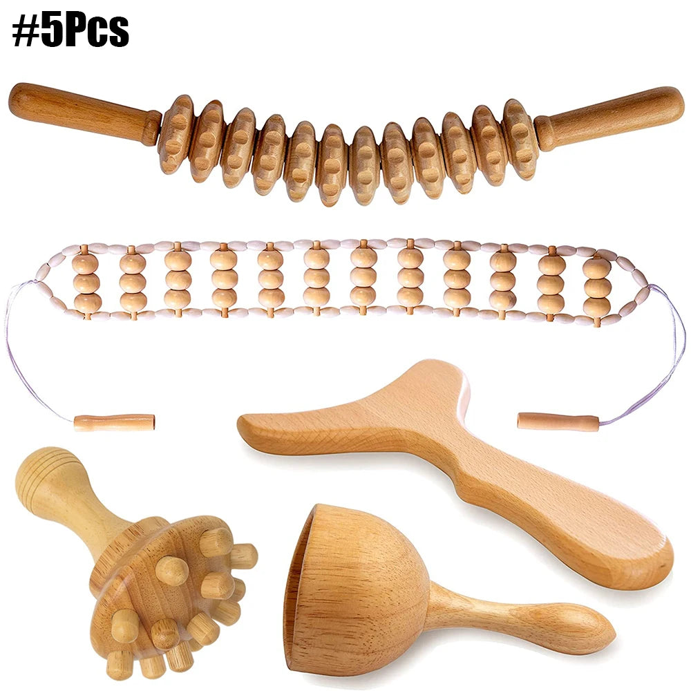 Kit complet de massothérapie corporelle en bois : outils de massothérapie en bois colombien pour massage réducteur et remodelage corporel.