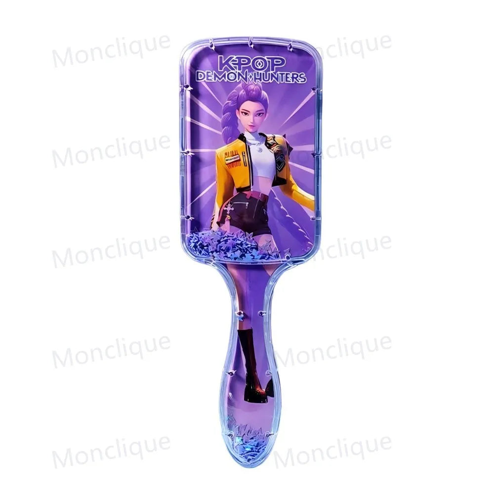 1/4 peignes K-Pop Demon Hunters, série anime, peigne de massage à coussin d'air périphérique, cadeau pour enfants, filles et étudiantes, idéal pour les fans.