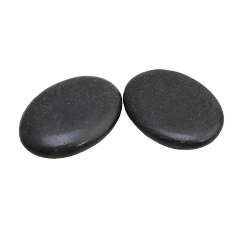 Ensemble de 10 pierres de massage chaudes en basalte de lave, rondes, pour soulager le stress et les douleurs dorsales.