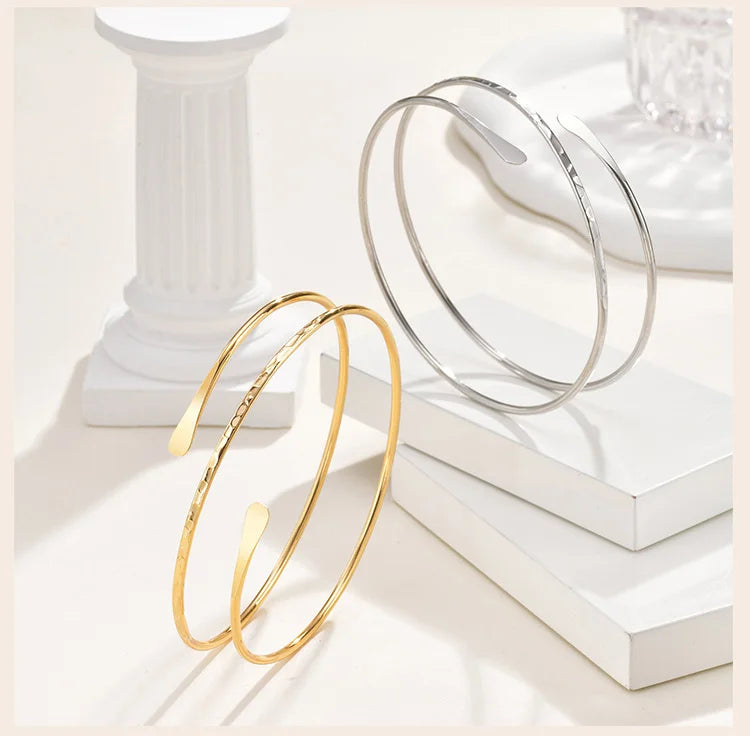 Bracelet manchette pour femme, bracelet minimaliste plaqué or, bijou de bras tendance pour soirée