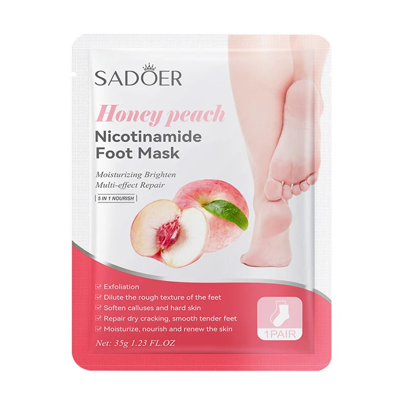 6 paires de masques pour les pieds SADOER Fruits, masque exfoliant hydratant pour les pieds, soin spa des pieds et pédicure.