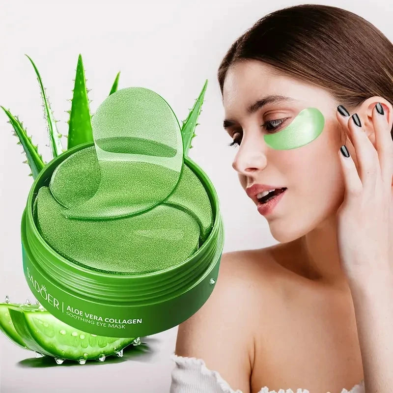 Lot de 60 masques pour les yeux Saoder à l'aloe vera et au collagène, anti-cernes, anti-poches, hydratants et raffermissants, produits de soin pour la peau