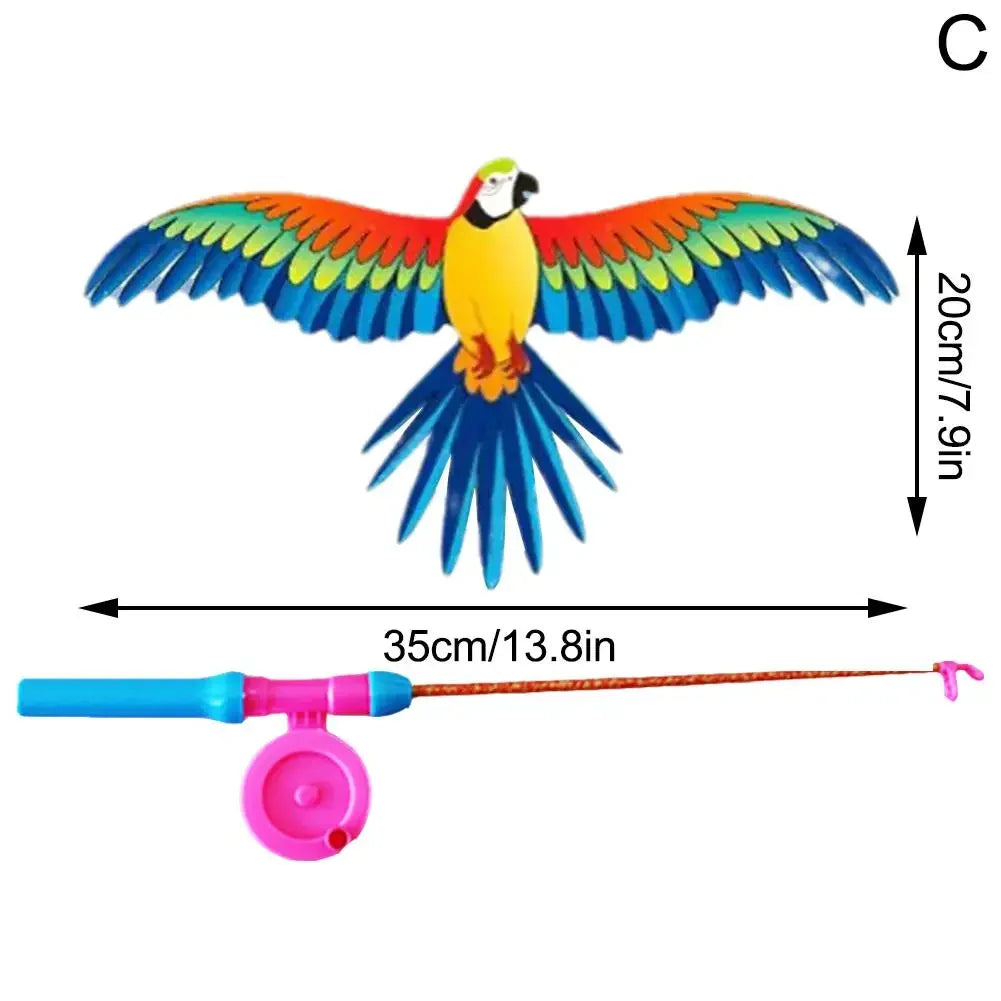Cerf-volant pour enfants, jouet aigle de dessin animé, mini cerf-volant pliable en plastique, frein à main, canne à pêche, papillons, jouet d'extérieur pour enfants.