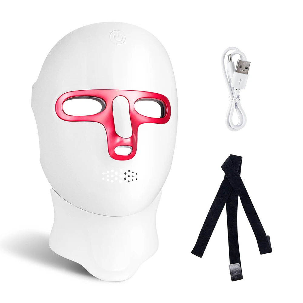 Masque LED sans fil 7 couleurs pour le visage et le cou, soin SPA du visage à lumière rouge, réparation de la peau, anti-acné, raffermissement, anti-âge