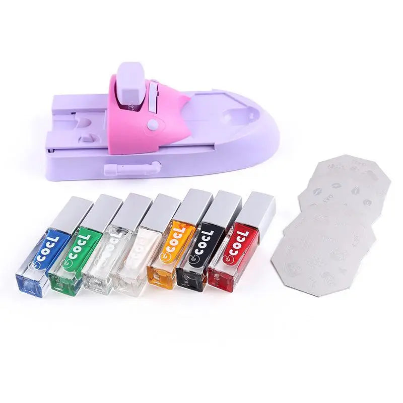 Machine d'impression pour nail art portable DIY avec 6 tampons métalliques
