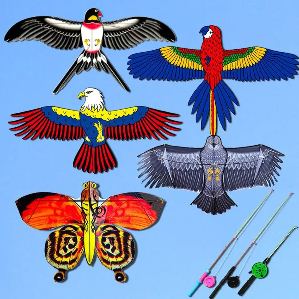 Cerf-volant aigle en plastique transparent, ligne de 30 mètres, grand aigle volant, cadeau pour enfants, cerf-volant de dessin animé, sorties en famille, jardin