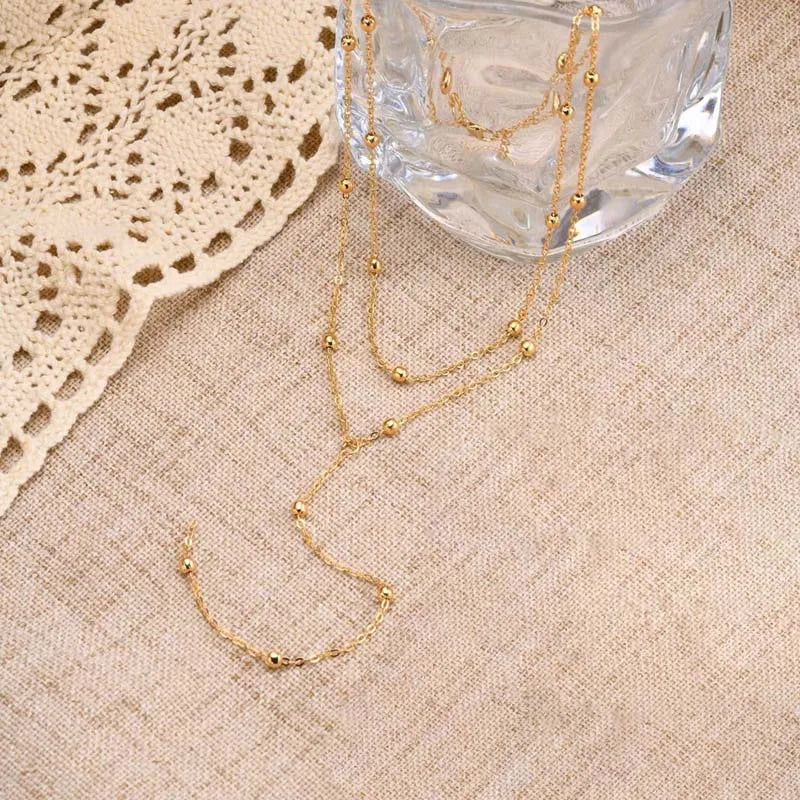 Collier ras-de-cou plaqué or pour femme, double chaîne longue avec pendentif, cadeau tendance