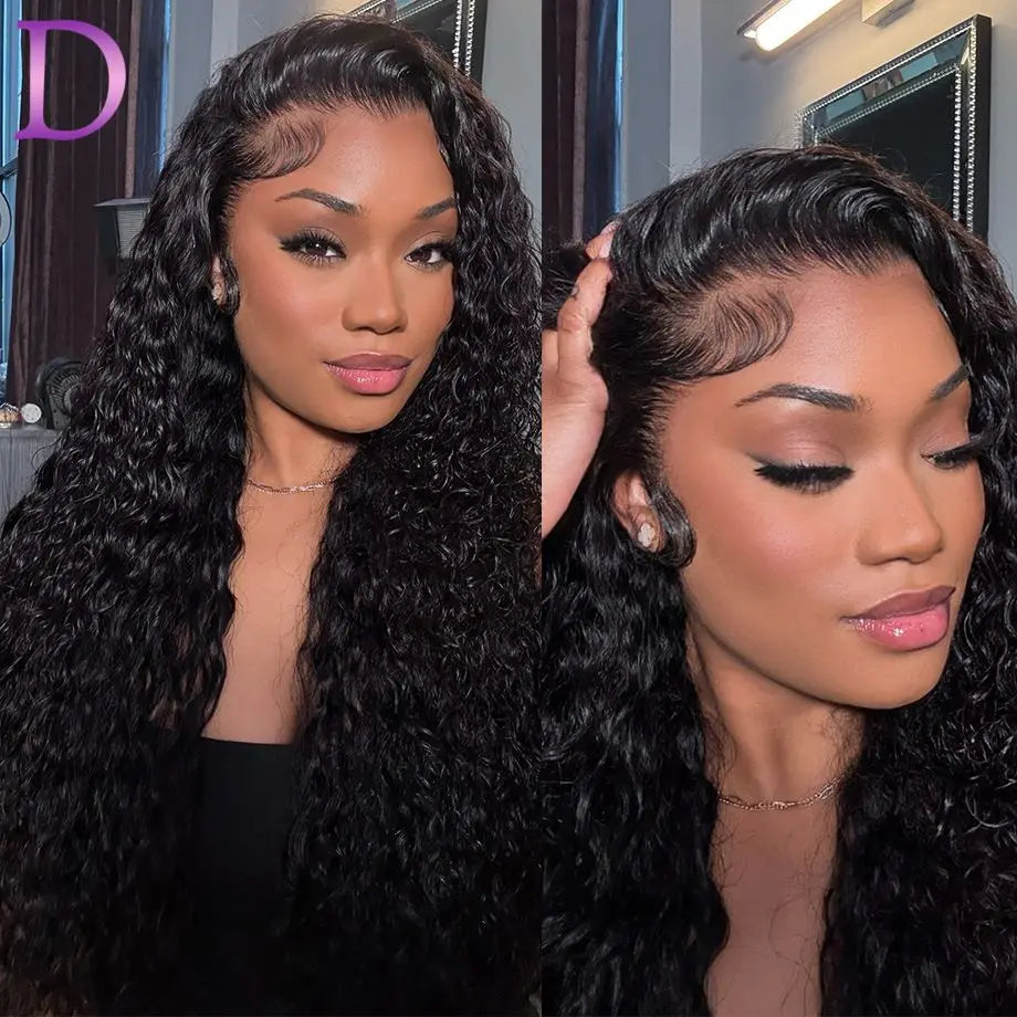 Perruque en cheveux humains bouclés avec lace front 13x4 ondulée, perruque brésilienne transparente 13x6 ondulée profonde pour femme