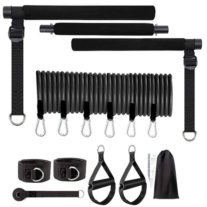 Barre de Pilates multifonctionnelle, barre de fitness combinée, corde de tension pour le yoga et l'extension de la poitrine, ceinture élastique pour le dos