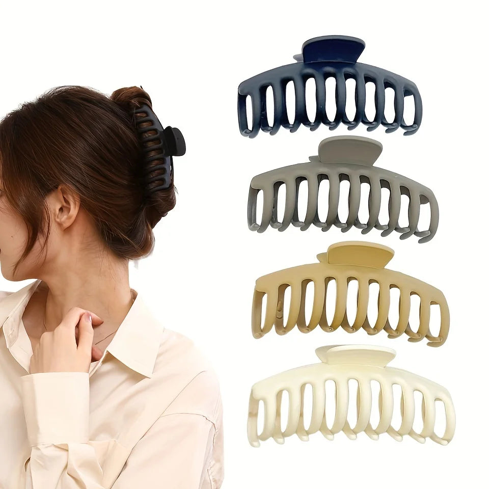 Lot de 4 pinces à cheveux Keel de 11 cm (4,33 pouces), grandes, antidérapantes et épaisses, en plastique mat, pour chignon rapide. Accessoires pour cheveux pour femmes.