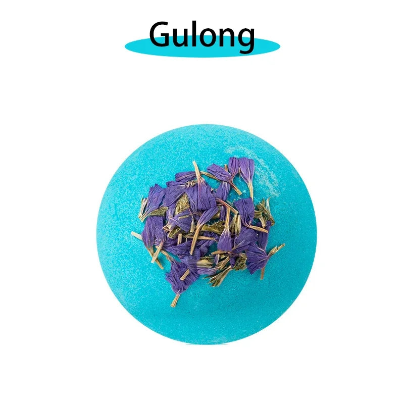 17 styles de boules de bain et de sels de douche aux fleurs séchées pour soulager les tensions, aux huiles essentielles naturelles et à bulles rebondissantes.