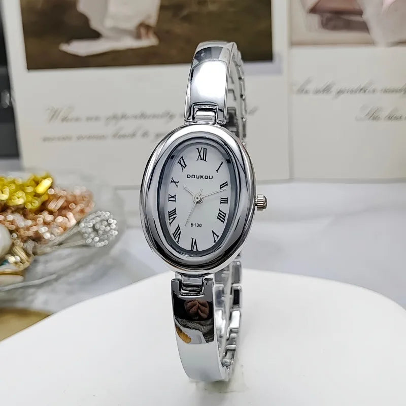Montres de luxe pour femmes, cadran ovale, quartz, bracelet