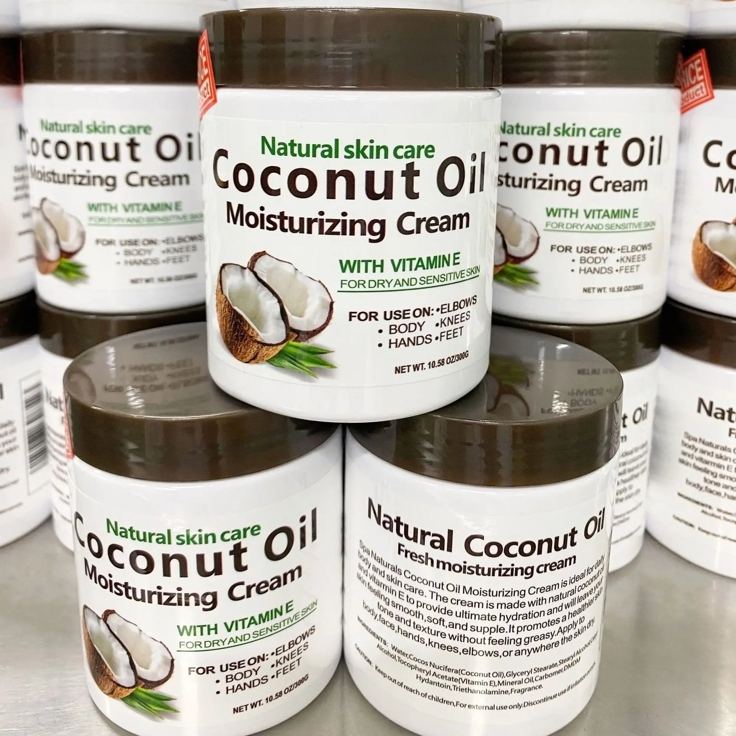 Huile de coco naturelle bio de qualité supérieure, pressée à froid, 300 g / 10,58 fl.oz. Réparatrice, pour peaux sèches, cheveux et corps. Crème hydratante de massage.