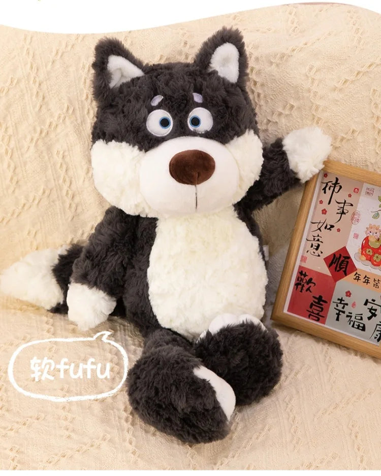Loup en peluche Kawaii, animal en peluche mignon et doux