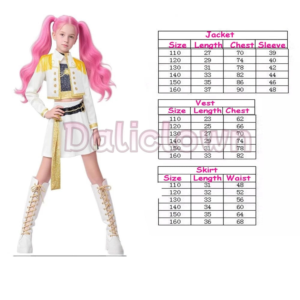 Costume de cosplay KDPop pour enfant (Rumi, Zoey, Mira) - Déguisement de Golden Huntrix pour spectacle ou fête d'Halloween
