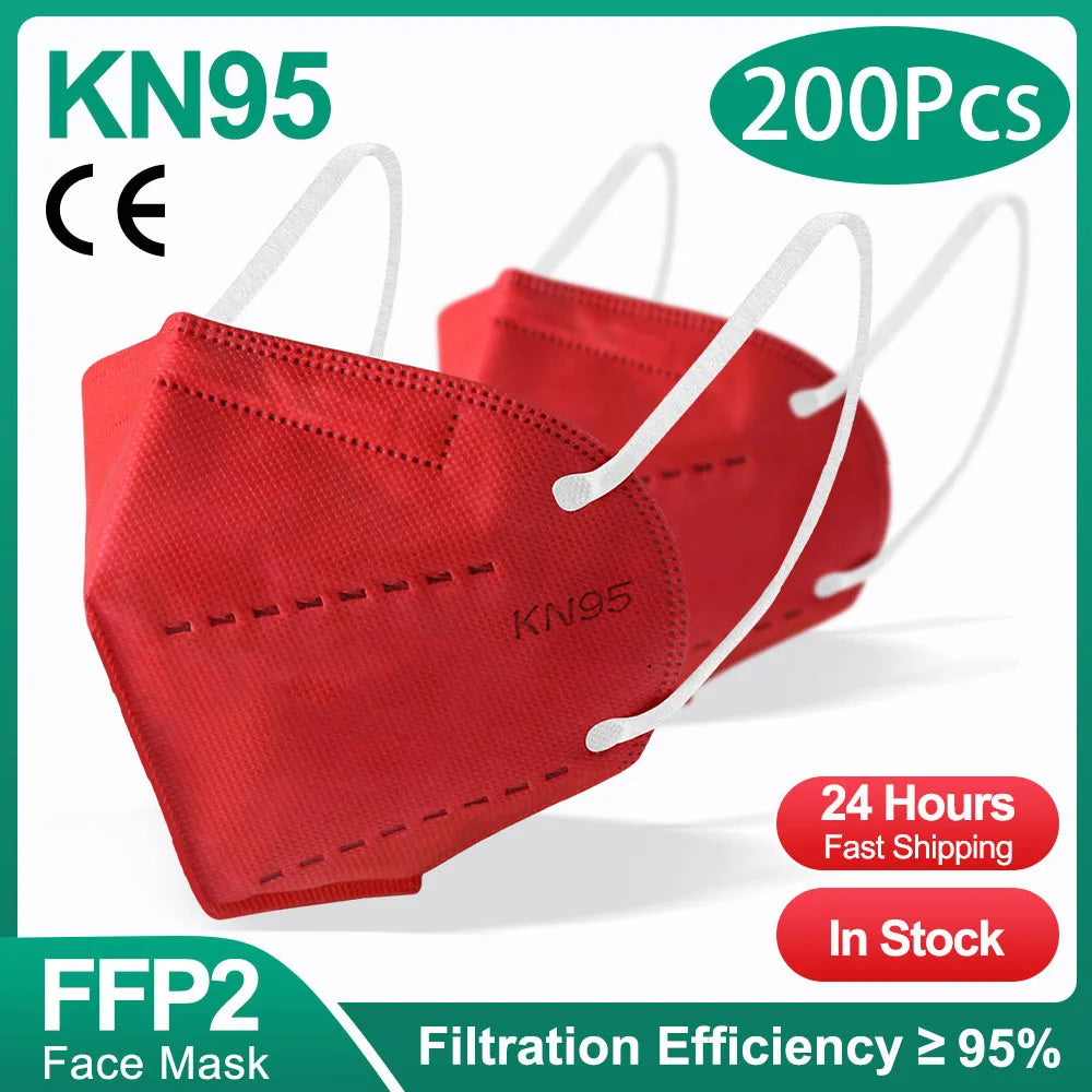 Masques FFP2 KN95 (10-200 pièces) - Masques KN95 - Filtre 5 couches - Masques chirurgicaux homologués - Masque FFP2 noir réutilisable