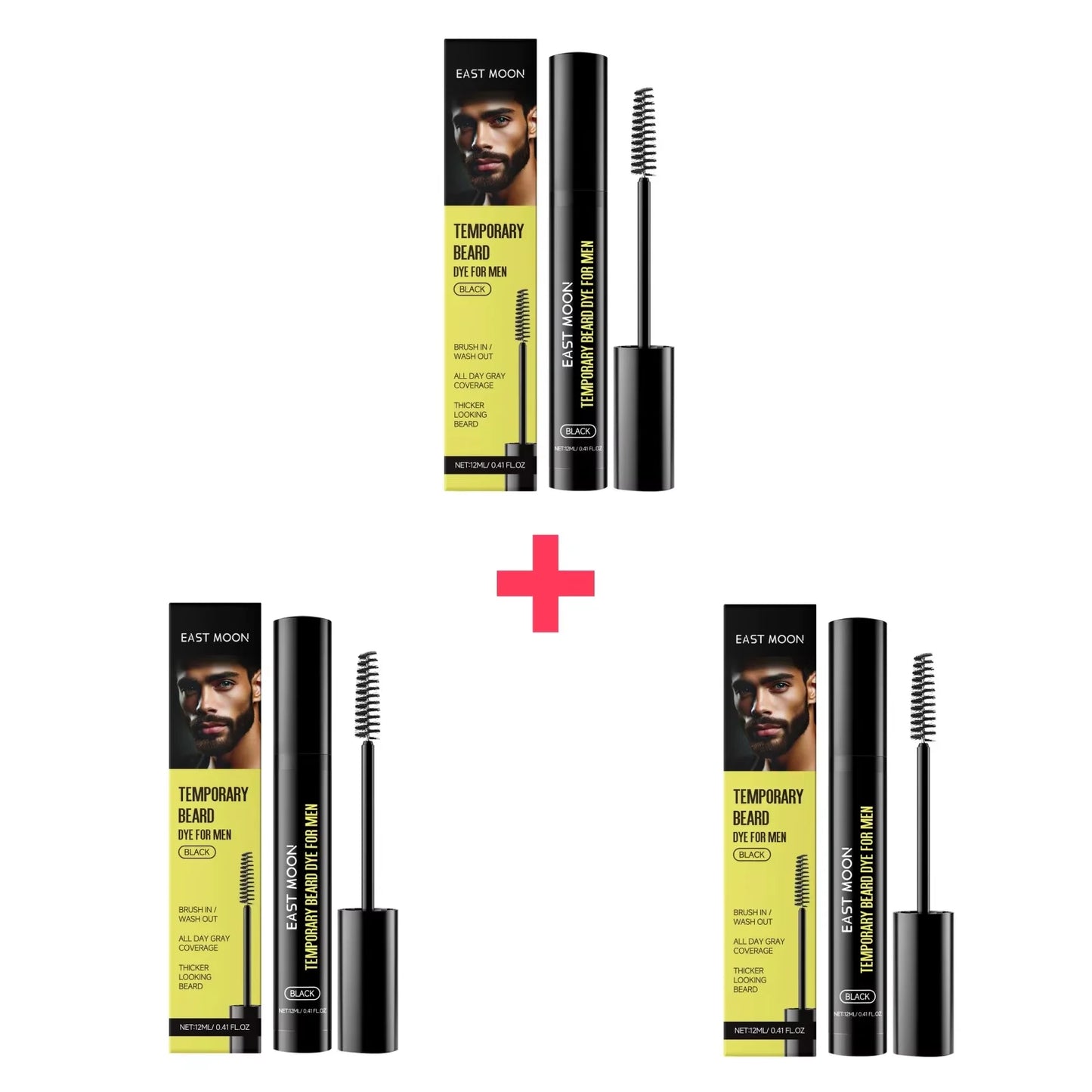 Teinture pour barbe East Moon Natural Black pour hommes : stylo colorant permanent, imperméable et portable, pour une barbe et une moustache impeccables.