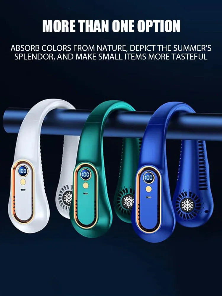 Ventilateur de cou suspendu avec affichage numérique, ventilateur sans pales, mini refroidisseur d'air portable, ventilateurs électriques rechargeables par USB