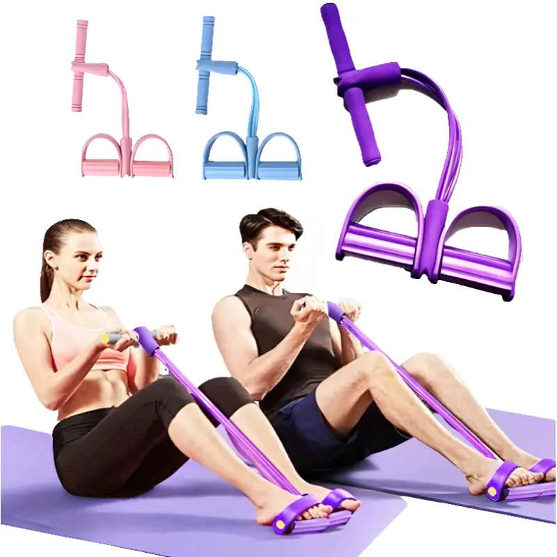 Tendeur de pédale à quatre tubes, équipement de fitness multifonctionnel pour la maison, corde élastique de tension pour le yoga et le renforcement abdominal