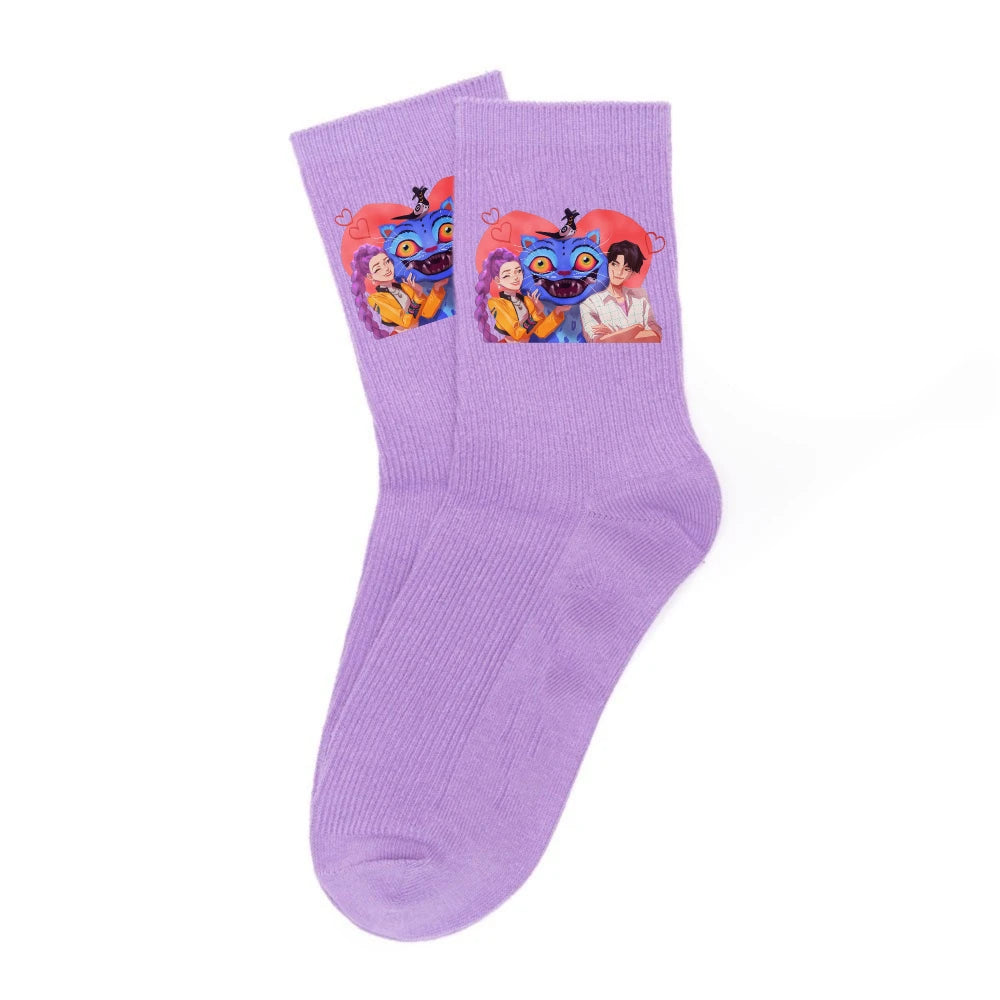 Chaussettes Kpop Demon Hunters neuves, douces, épaisses et chaudes, idéales pour les activités sportives et de plein air, en automne et en hiver, pour filles et enfants. Cadeau d'anniversaire idéal.