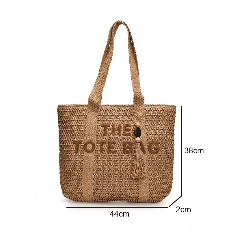 Sac en paille tressée style français grande capacité pour femme, sac bandoulière idéal pour la plage, les vacances ou les trajets quotidiens.