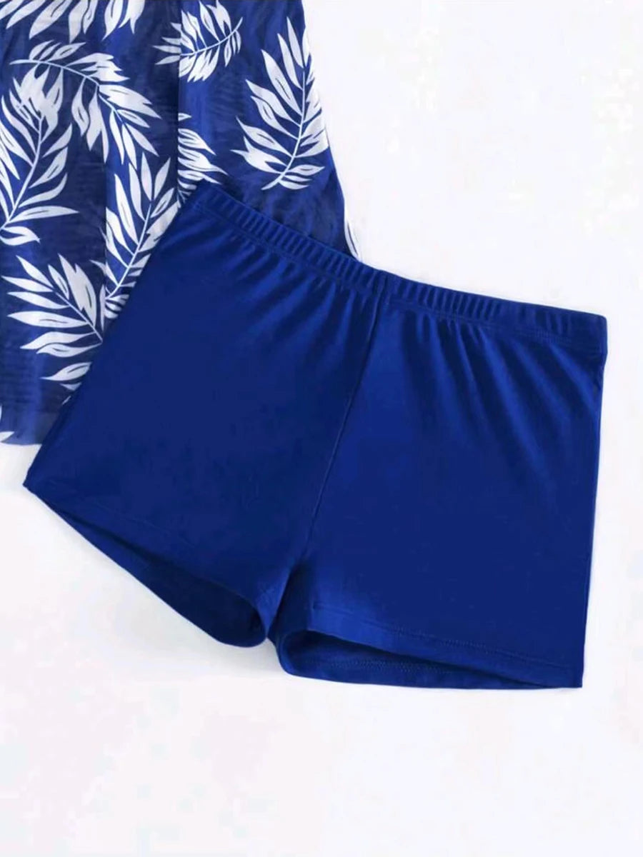 Robe courte avec short intégré, maillot de bain femme, rembourré, imprimé, tenue de plage été